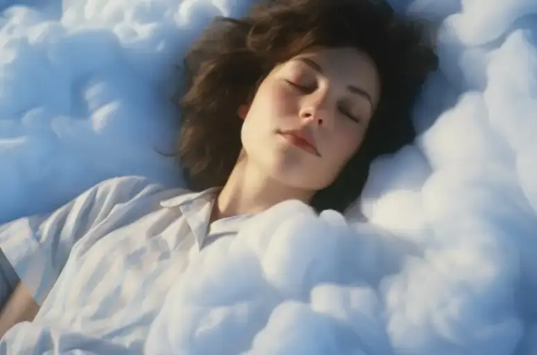 personne dormant dans les nuages